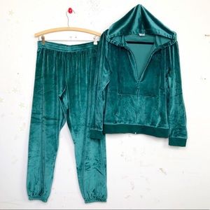 Green Victoria Secret velvet tracksuit